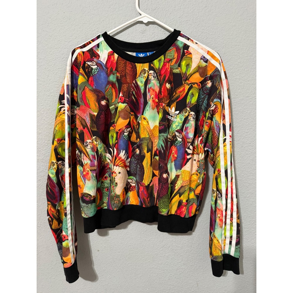 Adidas Originals x Farm Rio Passaredo Sweatshirt L Tropical Bird Print Multicolo
